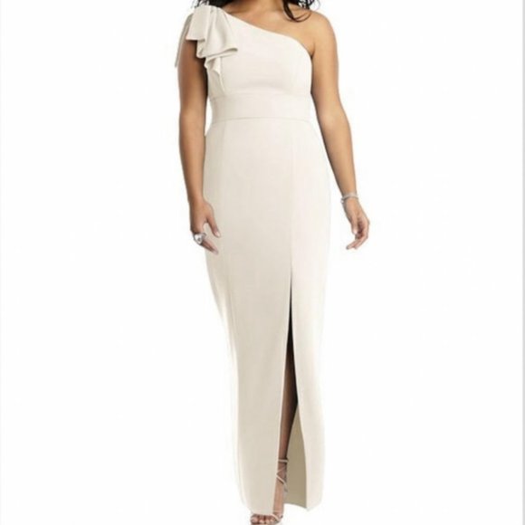 After Six One Shoulder Bow Dress Ivory Size 2 - Picture 7 of 7